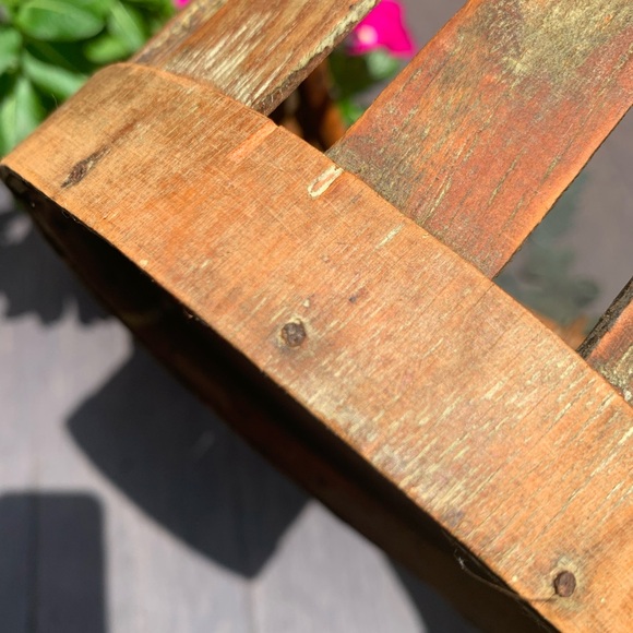 Vintage Iron, Cane & Wood Basket - Picture 3 of 13